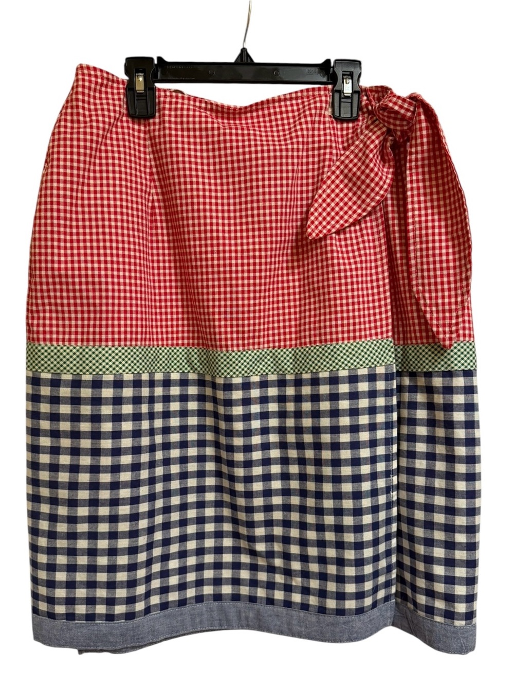 Barbara Gerwit Vintage 80s Red White & Blue Gingham Wrap Skirt Cotton Medium - Picture 1 of 7